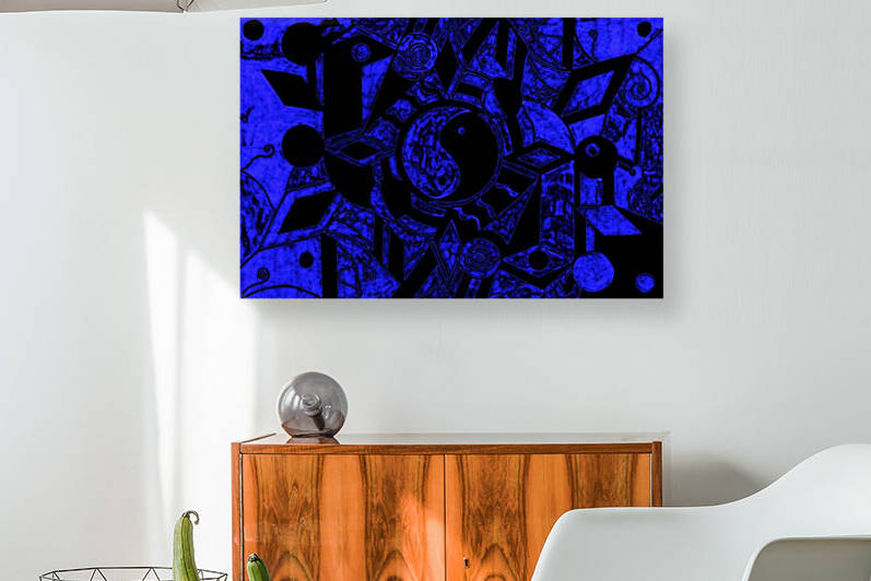 Yin And Yang Black And Deep Blue Haze by Sherrie Larch
