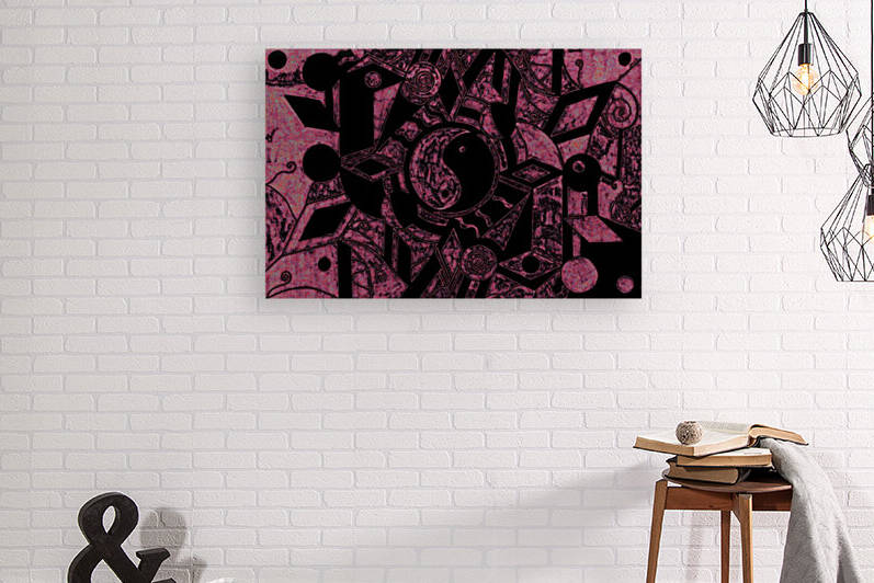 Yin and Yang Black and Pink Haze by Sherrie Larch