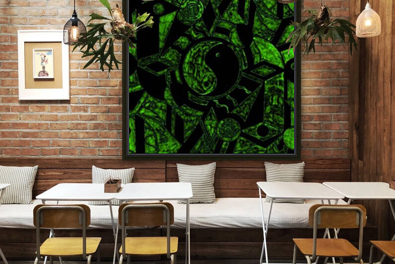 Yin And Yang Black And Green Haze by Sherrie Larch