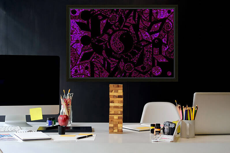 Yin And Yang Black And Deep Rose Haze by Sherrie Larch
