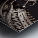 Kahtnipp head and full body of a steampunk mechan Metal print