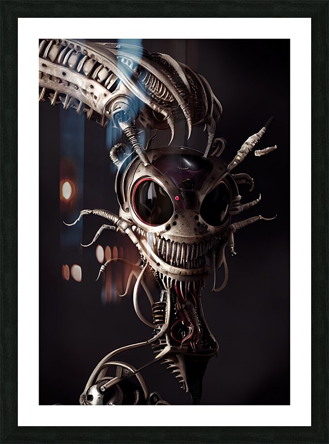 Kahtnipp head and full body of a steampunk mechan Picture Frame print
