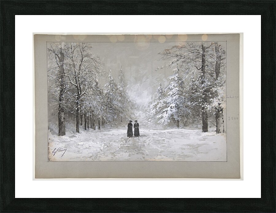 Winter Scene with Two Men Picture Frame print