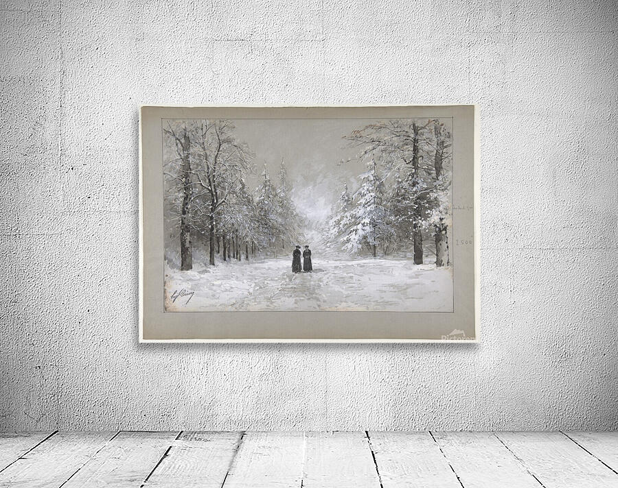 Winter Scene with Two Men Wall Preview
