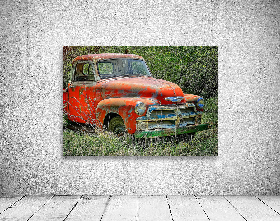 Old Red Chevy Truck front view by Lori Utley Wall Art