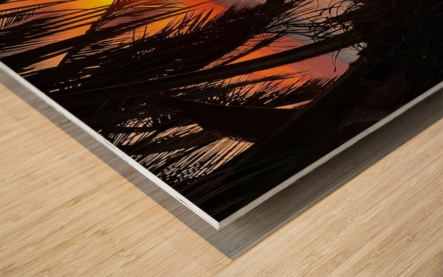 tropical sunset  Wood print