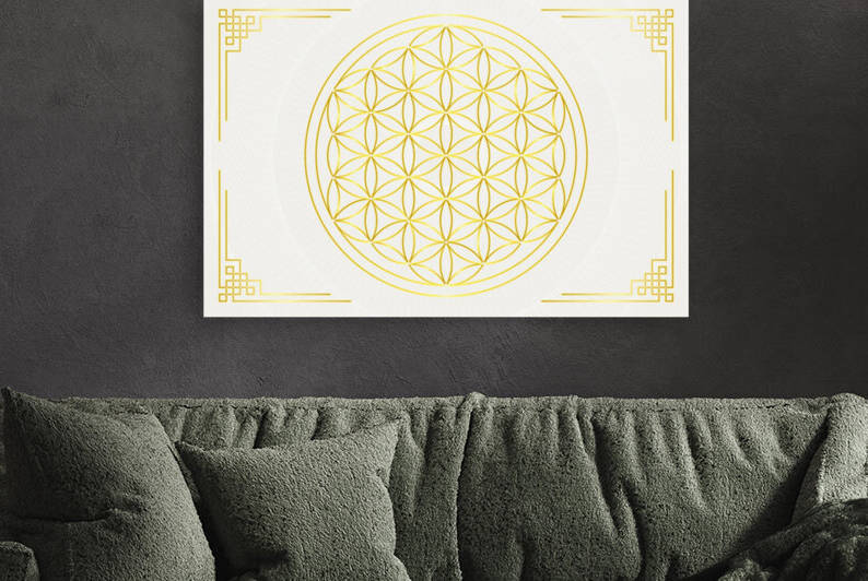J-MAC Digital Art Flower of Life Sacred Geometry White Gold by J MAC Digital Art