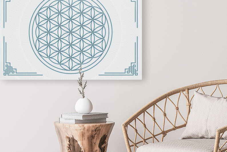 J MAC Digital Art Flower of Life Sacred Geometry White BlueGrey by J MAC Digital Art