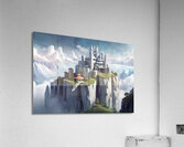 Architectural Marvel on a Rocky Precipice: A Fusion of Gothic and Art Deco Inspirations Acrylic Print