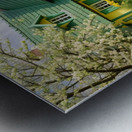 romantic april cottage with flowers in green and Metal print