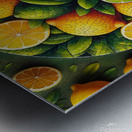 A vibrant mosaic of fresh lemons and leaves Metal print