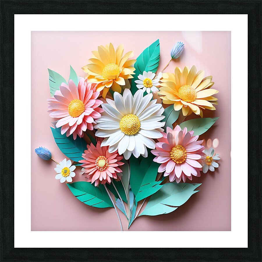  a vibrant bouquet of paper crafted flowers in paper-crafted Picture Frame print
