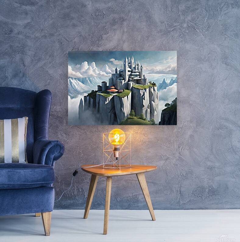 Architectural Marvel on a Rocky Precipice: A Fusion of Gothic and Art Deco Inspirations Reproduction