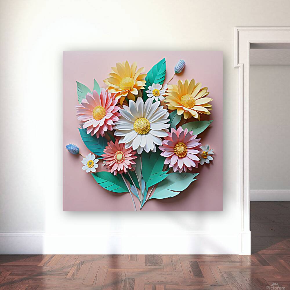  a vibrant bouquet of paper crafted flowers in paper-crafted Reproduction