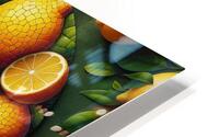 A vibrant mosaic of fresh lemons and leaves HD Metal print
