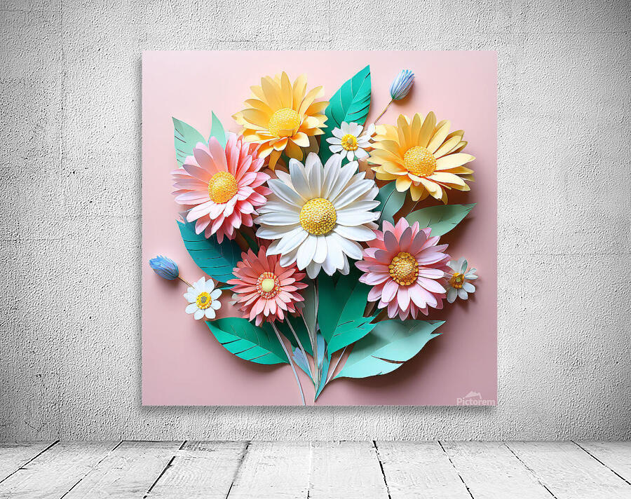  a vibrant bouquet of paper crafted flowers in paper-crafted Wall Preview