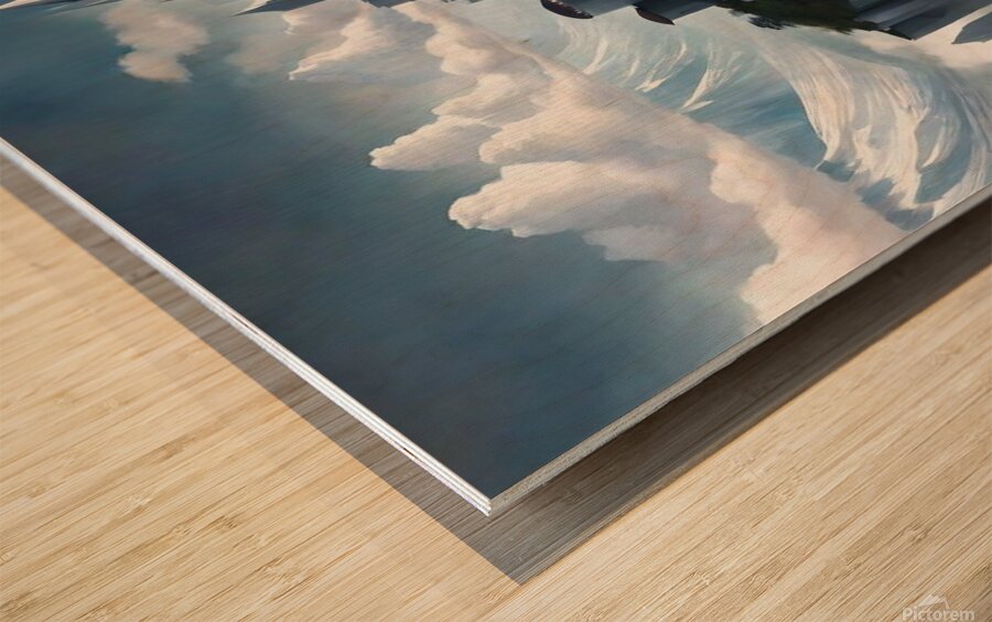 Architectural Marvel on a Rocky Precipice: A Fusion of Gothic and Art Deco Inspirations Wood print