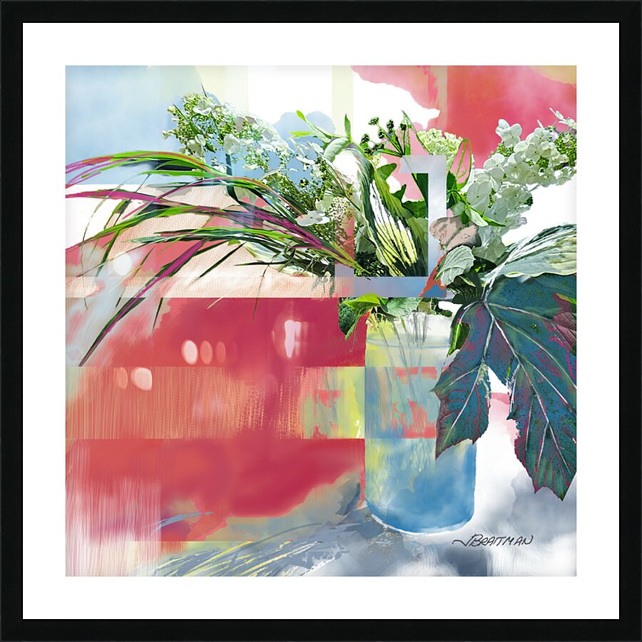 Grasses and Hydrangea Picture Frame print