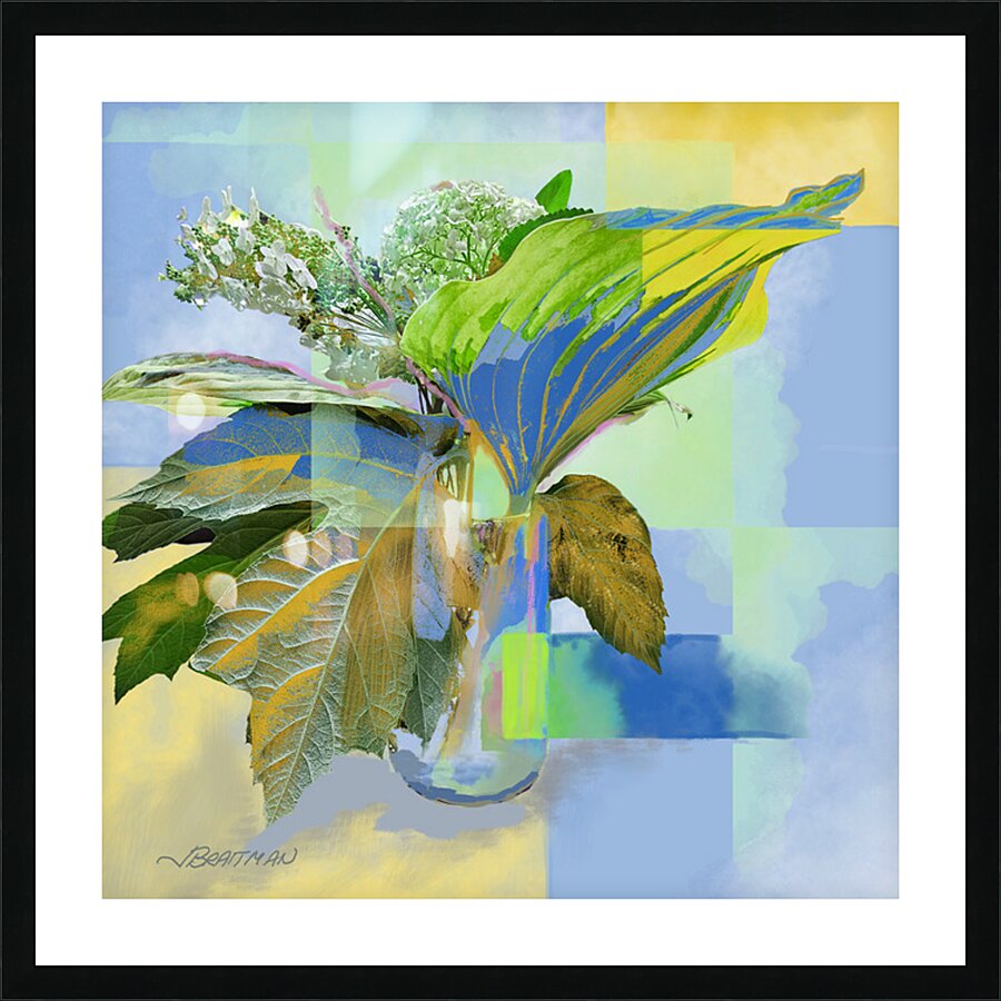 Leaf Study in Blue Picture Frame print
