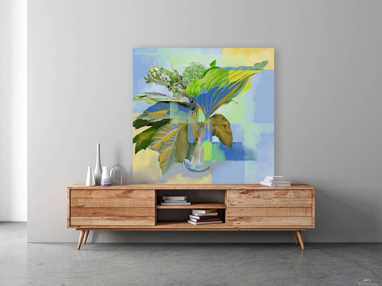 Leaf Study in Blue Reproduction