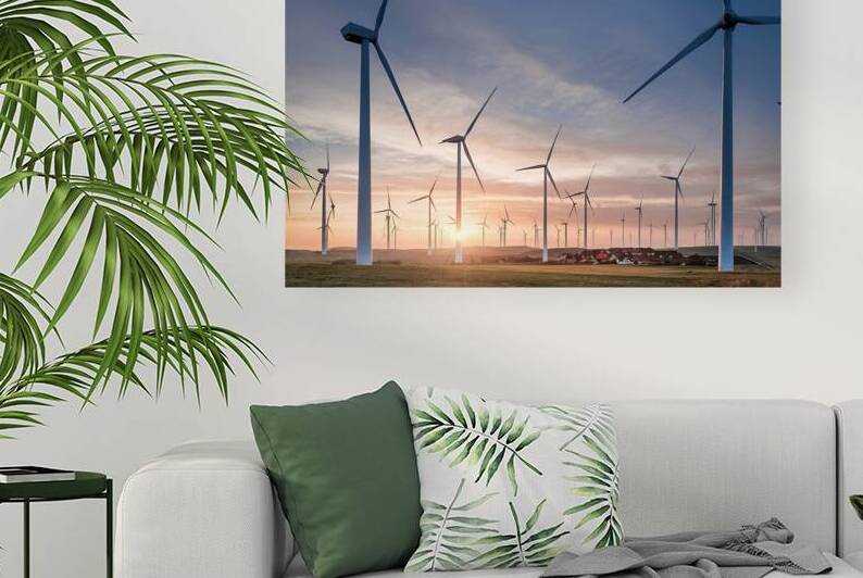 A vast open field with multiple wind turbines 3.j by Gheorghe Stanescu