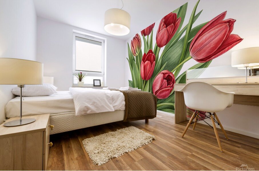 Radiant Red Tulips: A Timeless Floral Elegance 1 Mural print