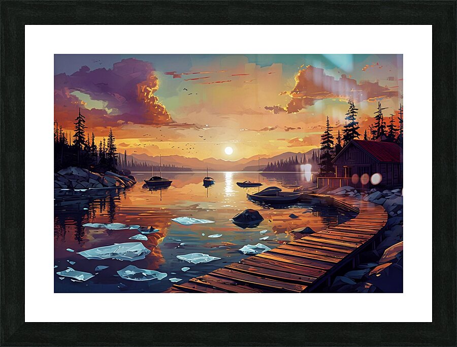 Golden Serenity: A Sunset Escape  Picture Frame print
