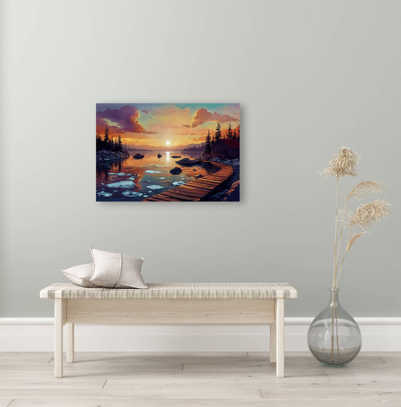 Golden Serenity: A Sunset Escape  Reproduction