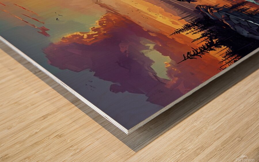 Golden Serenity: A Sunset Escape  Wood print