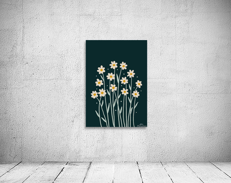 Simple daisies   dark green Wall Preview