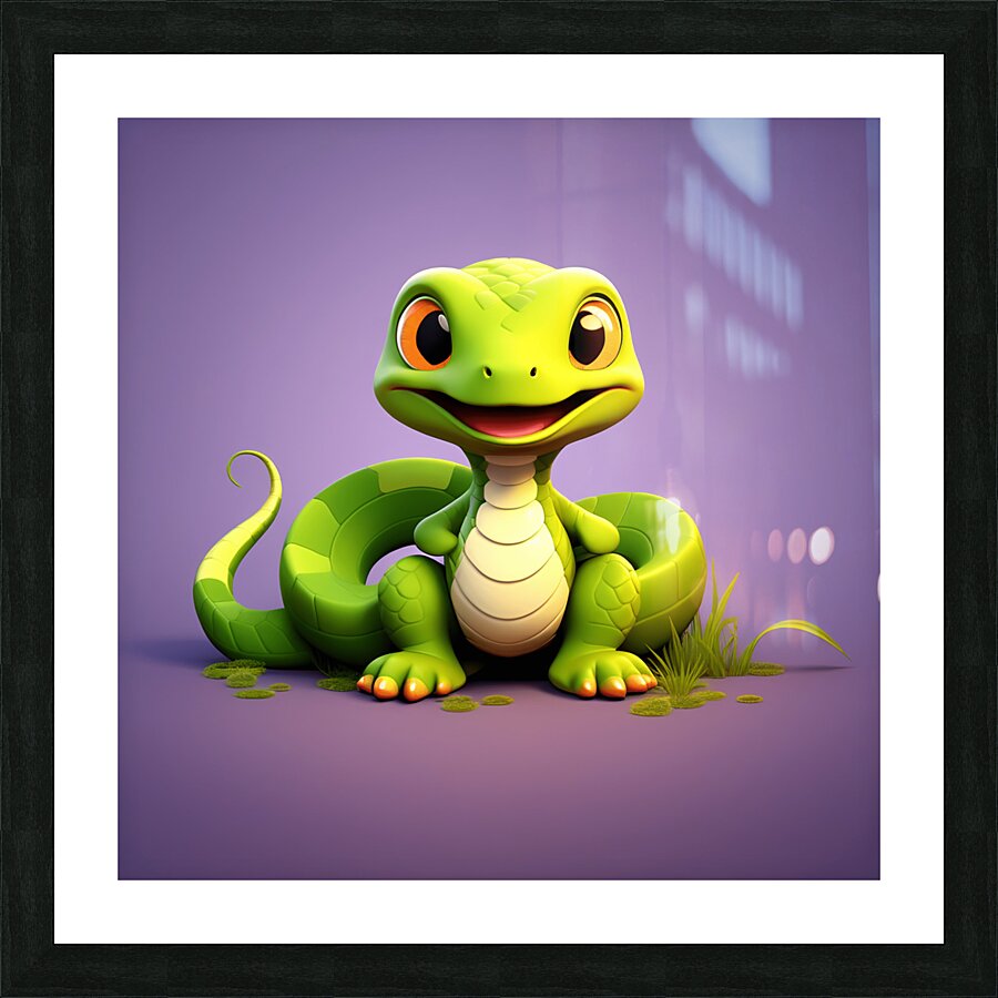 2 cute little cartoon looking snake Picture Frame print