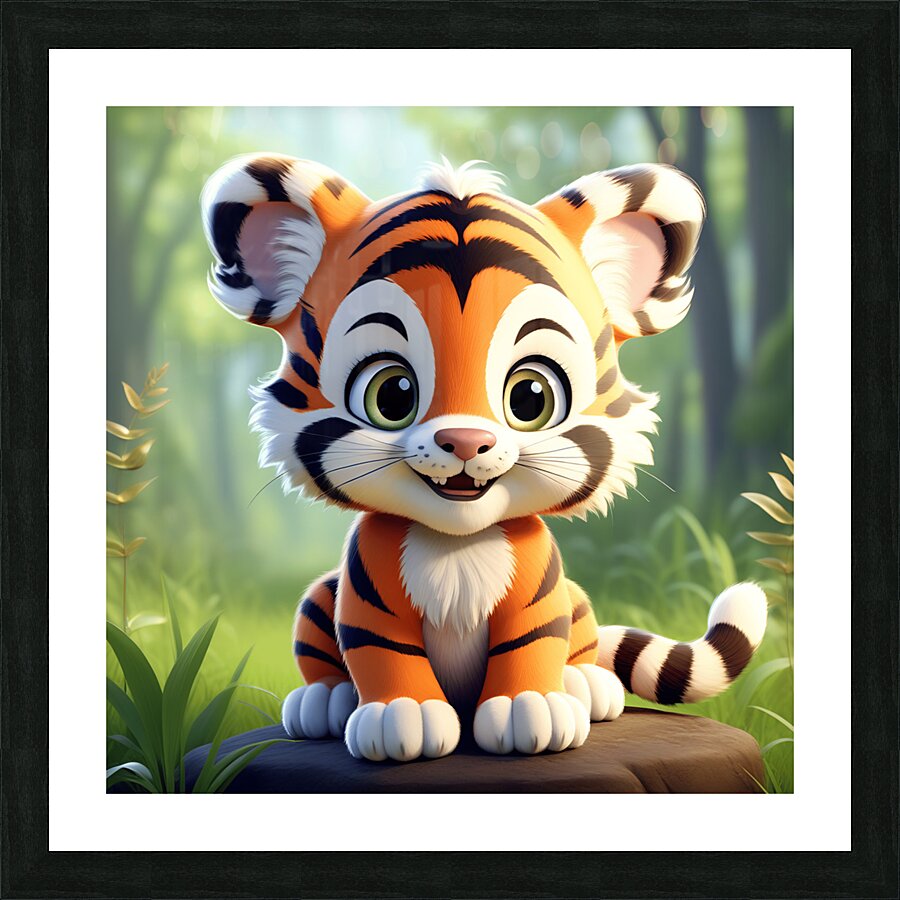 31 cute little cartoon looking tiger Picture Frame print