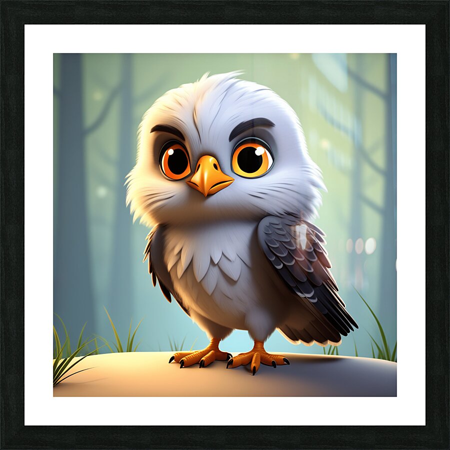 11 cute little cartoon looking hawk Picture Frame print