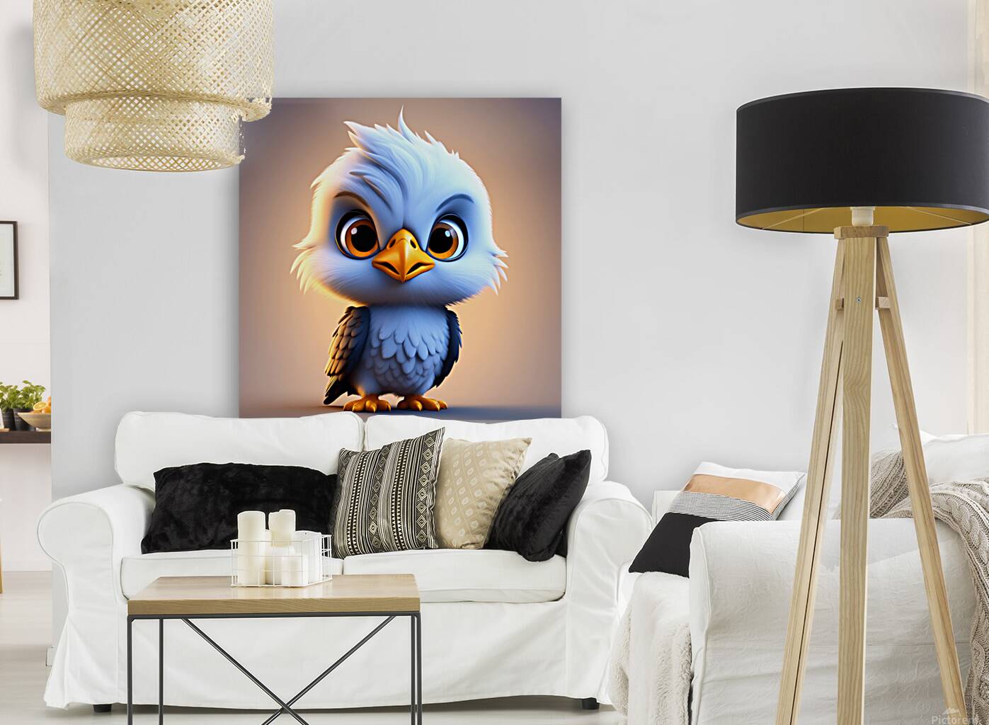12 cute little cartoon looking hawk Reproduction