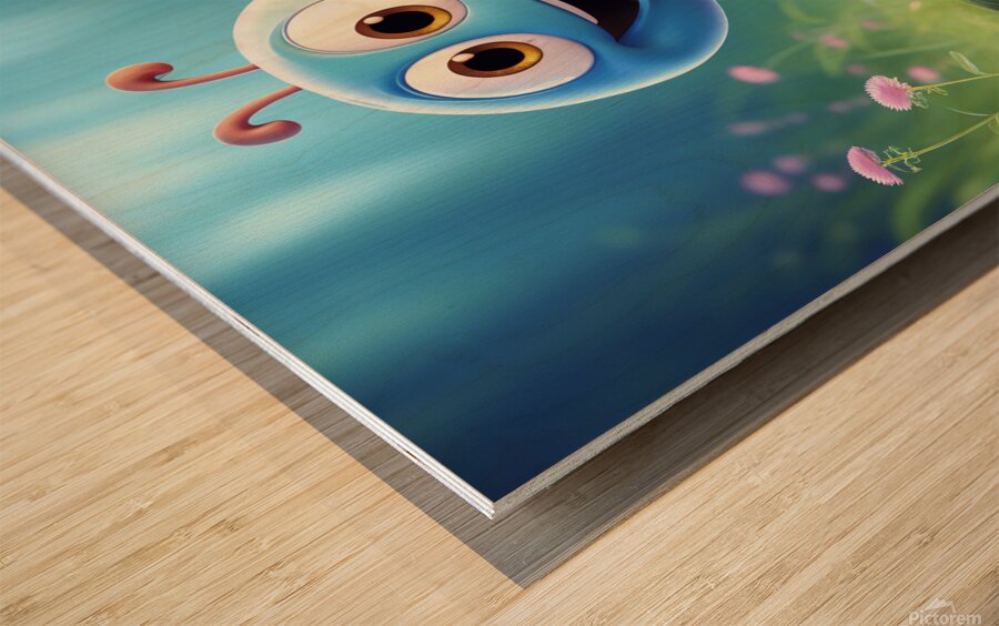 14 cute little cartoon looking worm Wood print