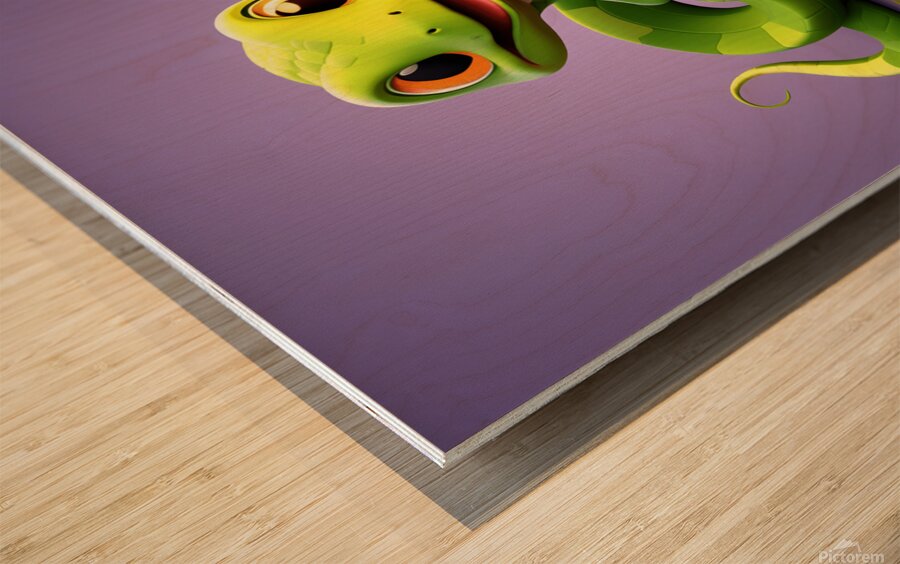 2 cute little cartoon looking snake Wood print
