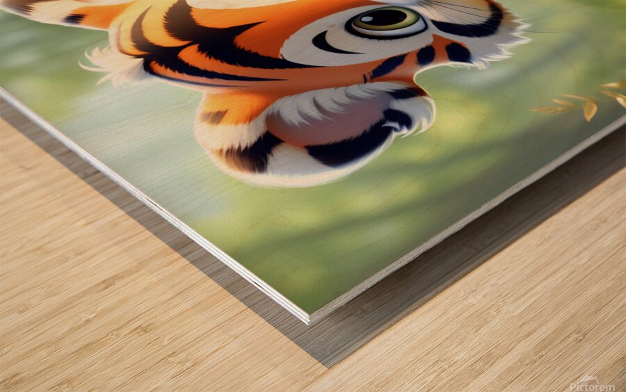 31 cute little cartoon looking tiger Wood print