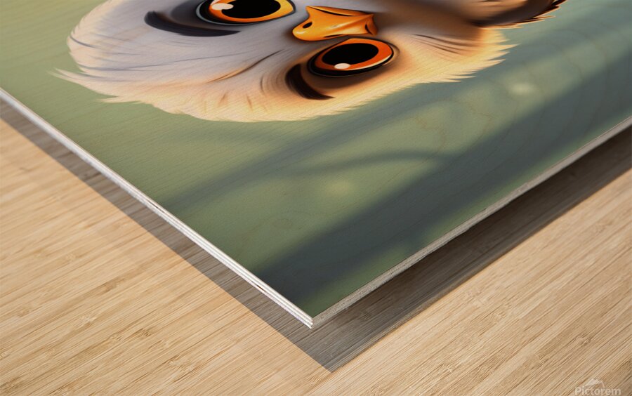 11 cute little cartoon looking hawk Wood print