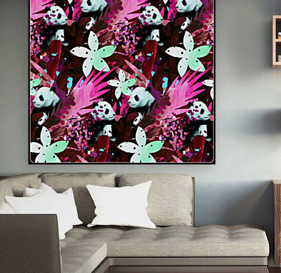 Panda Bear And Cub Hidden Within Abstract Pattern  by BelindaJL 