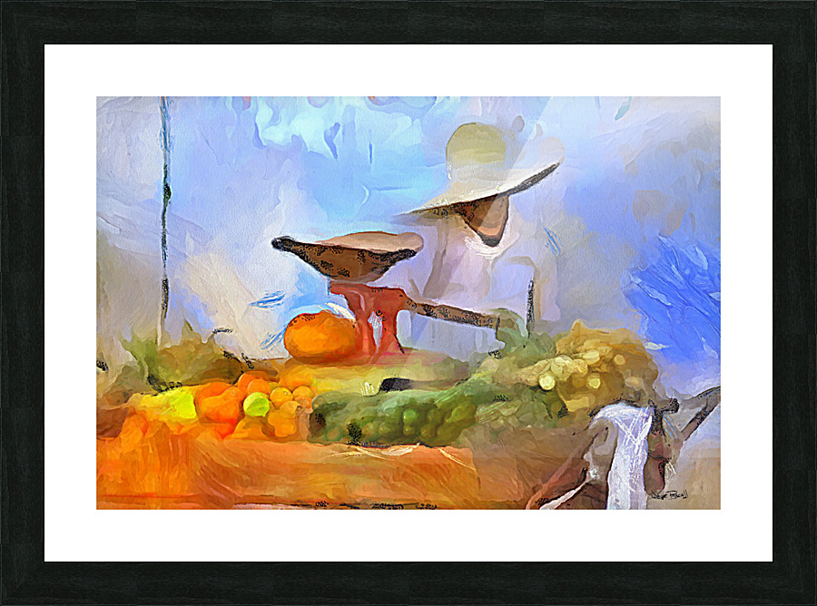 OLE TIME CARIBBEAN SCENES - VENDOR AND SCALE Picture Frame print