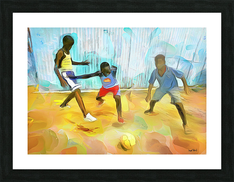 CARIBBEAN SCENES - SMALL GOAL IN DE STREET Picture Frame print