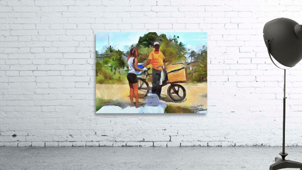 caribbean scenes - village vendor Wall Preview