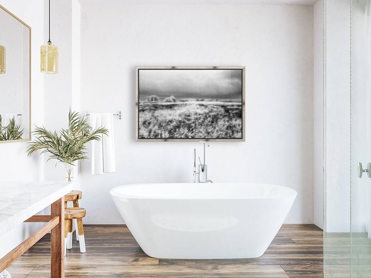 Barn In Field Infrared Reproduction