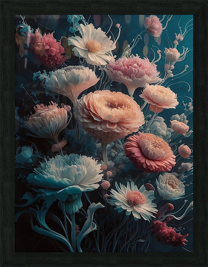 a stunning digital floral artwork featuring trans Picture Frame print