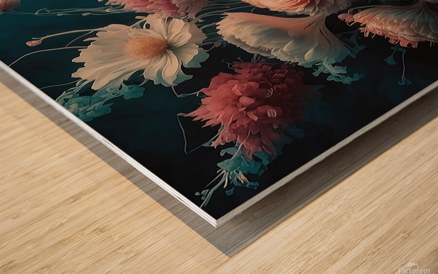 a stunning digital floral artwork featuring trans Wood print