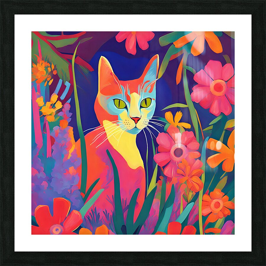 FLOWER CAT Picture Frame print