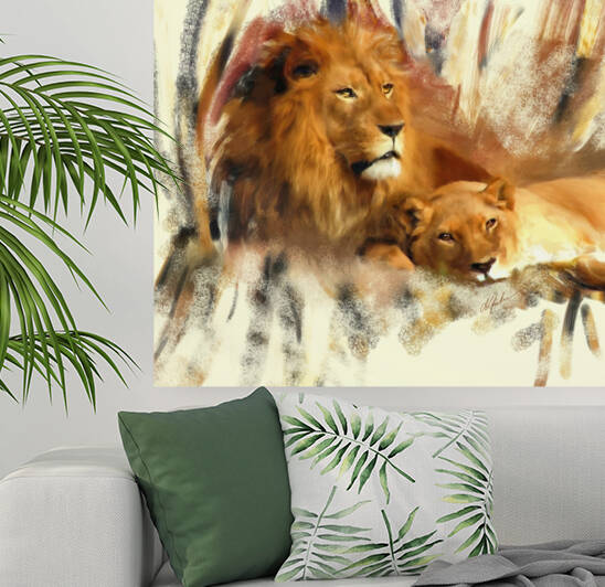 LIon and lioness by Donna Johnson