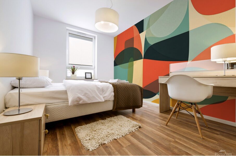 Urban Geometry Retro Shapes Dynamic Pattern Mural print