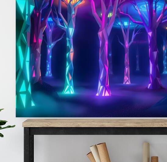 Surreal Forest Neon Trees Night Glow by HASAG