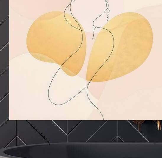 Minimal Line Woman Silhouette Golden Calm by HASAG
